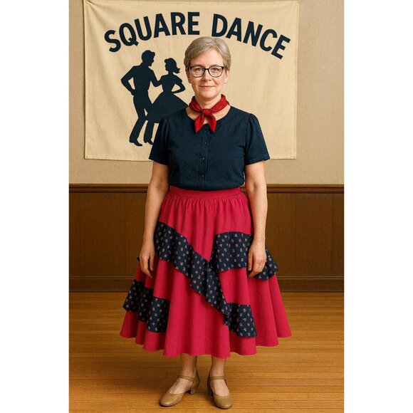 Square Up Fashions Square Dance Skirt Ruffle Two Step Festival Partner Please - Picture 1 of 5